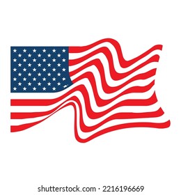 waving flag of US isolated icon