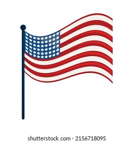 waving flag USA icon isolated