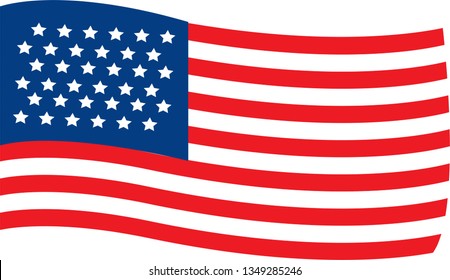 waving flag usa on white background. Vector Illustration.