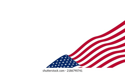 Bandera ondulante USA, Cinta - Ilustración vectorial. Bandera vectorial estadounidense sobre fondo blanco aislado