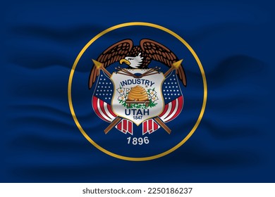 Waving flag of the Utah state. Vector illustration.