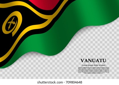 waving flag of Vanuatu on transparent background. Template for independence day. vector illustration