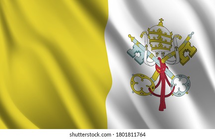 Waving flag of the Vatican City. Waving Vatican City flag