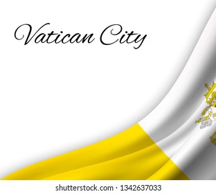 waving flag of Vatican City on white background. Template for independence day. vector illustration