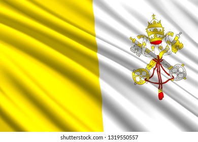 waving flag of Vatican City. Vector illustration