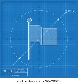 waving flag vector blueprint icon 