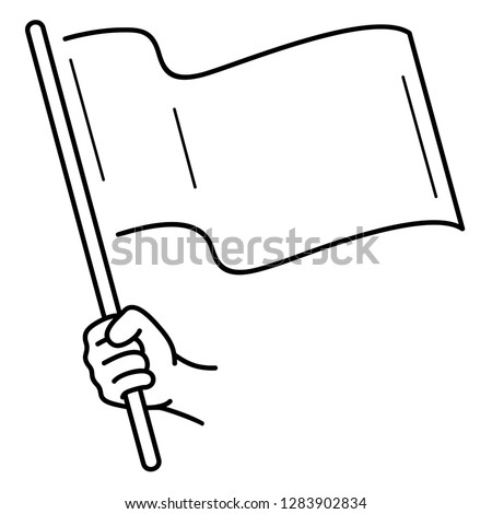 Waving flag. Vector flat outline icon illustration isolated on white background.