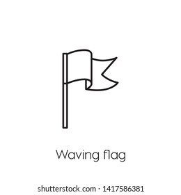 Waving flag vector icon. Flag symbol. Linear style sign for mobile concept and web design. Waving flag symbol illustration. Pixel vector graphics - Vector.