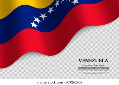 waving flag of Venezuela on transparent background. Template for independence day. vector illustration