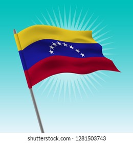 Waving flag of Venezuela. Vector drawing illustration of flag.