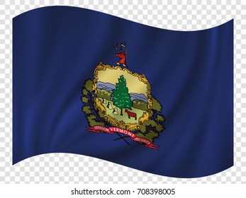 Waving Flag of Vermont is a state of USA. Vector illustration