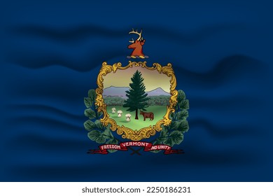 Waving flag of the Vermont state. Vector illustration.