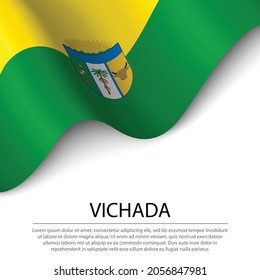 Waving flag of Vichada is a region of Colombia on white background. Banner or ribbon vector template 