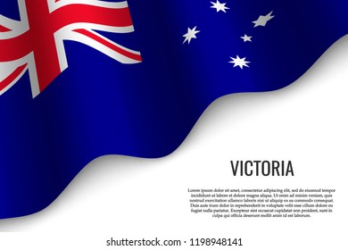 waving flag of Victoria is a region of Australia on transparent background. Template for banner or poster.