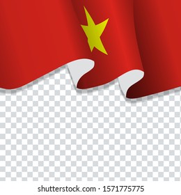 Waving flag of Vietnam for independence Day isolated on transparent background