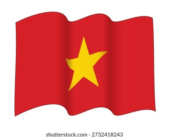 Waving Flag of Vietnam in Two Waves Configuration, vector illustration isolated on white background.eps