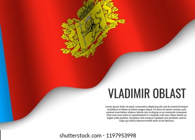 waving flag of Vladimir Oblast is a region of Russia on transparent background. Template for banner or poster. vector illustration
