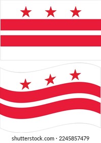 Waving flag of Washington DC. Washington DC flag on white background. flat style.