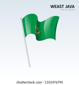 Waving flag of West Java Provinces of Indonesia on gray background