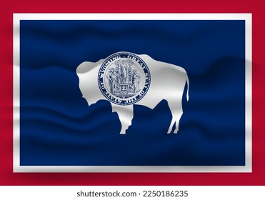 Waving flag of the Wyoming state. Vector illustration.