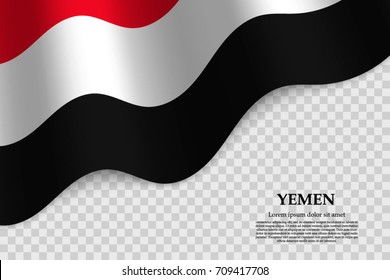 waving flag of Yemen on transparent background. Template for independence day. vector illustration