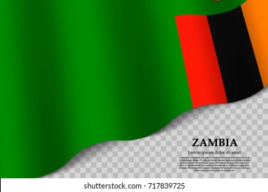 waving flag of Zambia on transparent background. Template for independence day. vector illustration