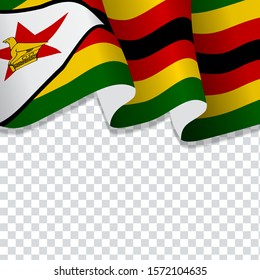 Waving flag of Zimbabwe for independence Day isolated on transparent background
