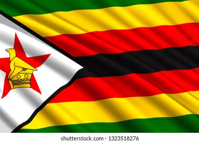 waving flag of Zimbabwe. Vector illustration
