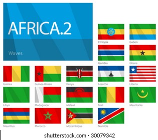 Waving Flags of African Countries - Part 2. Design "Waves". One of the Flags of the World series.