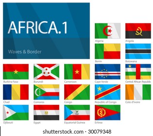 Waving Flags of African Countries - Part 1. Design "Waves & Borders". One of the Flags of the World series.