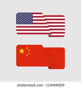 waving flags of China and USA