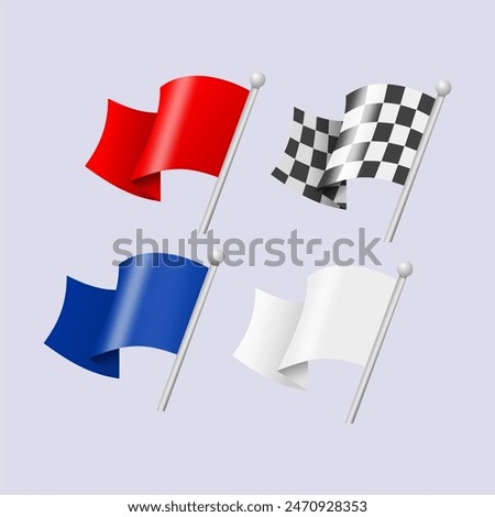 waving flags Colorful and Checkered racing flag vector set