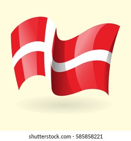 Waving flags of Denmark. Vector design element.