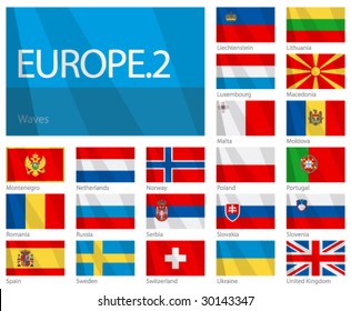 Waving Flags of European Countries - Part 2. Design "Waves". One of the Flags of the World series.