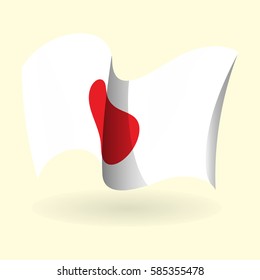 Waving flags of Japan. Vector design element.