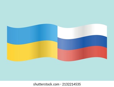 Banderas ondeando el patrón vectorial de Rusia y Ucrania