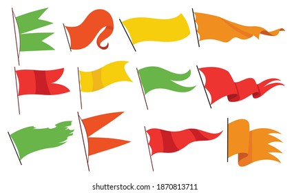 Waving flags. Set of color flags template on white background. National flags waving symbols. Banner design elements. Mockup collection