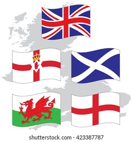 Waving Flags United Kingdom collection  and national emblems of England Northern Ireland Wales Scotland