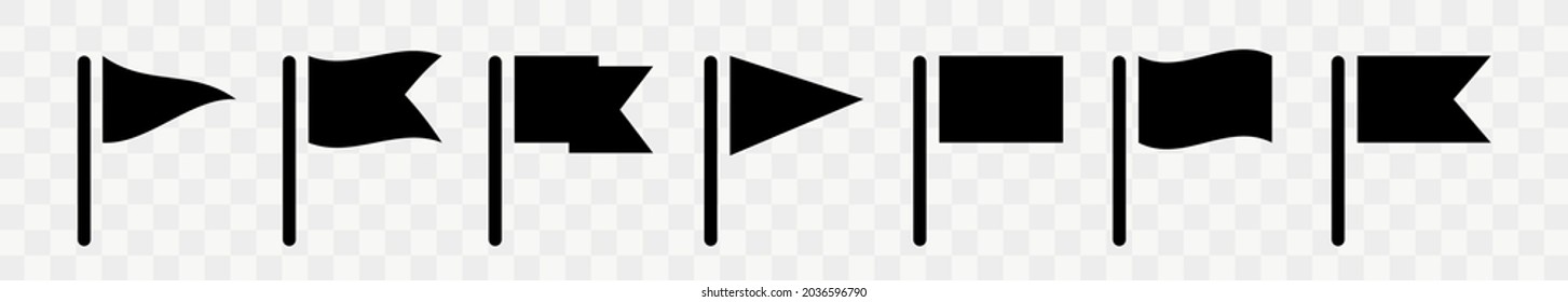 Iconos vectoriales ondeando banderas. Silueta de bandera. Marcadores de mapa de colección. Establezca dos punteros aislados en un fondo transparente. Elementos vectoriales planos.