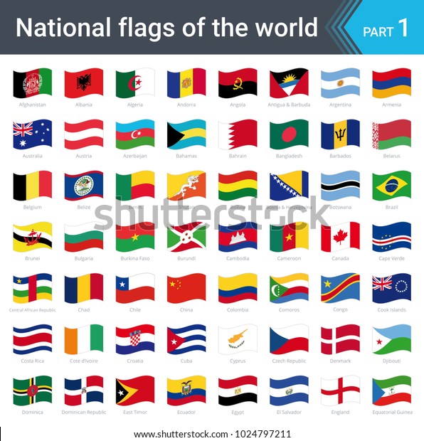 Waving Flags World Collection Flags Full Stock Vector (Royalty Free ...