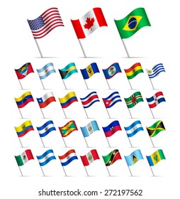 Waving Flags of the world, part 1/6 American continents 