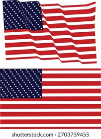 Ondeando y plana Estados Unidos Bandera Ilustración