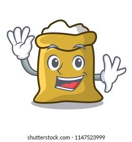 Waving flour character cartoon style