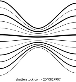 Waving, folded, curved lines. Abstract stripes with billow, undulate, sway effect distortion and deformation