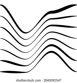 Waving, folded, curved lines. Abstract stripes with billow, undulate, sway effect distortion and deformation
