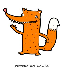 waving fox cartoon