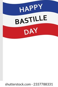 Waving French Flag Vector color Icon Design, Bastille Day Symbol, National day of France Sign, French Revolution Stock illustration, 14 July  Event Concept,