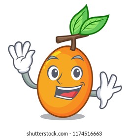 Waving fresh juicy yellow plum isolated on cartoon