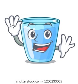 Waving fresh water glass in table cartoon