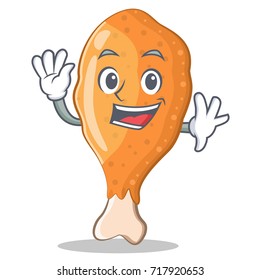Waving fried chicken character cartoon vector illustration